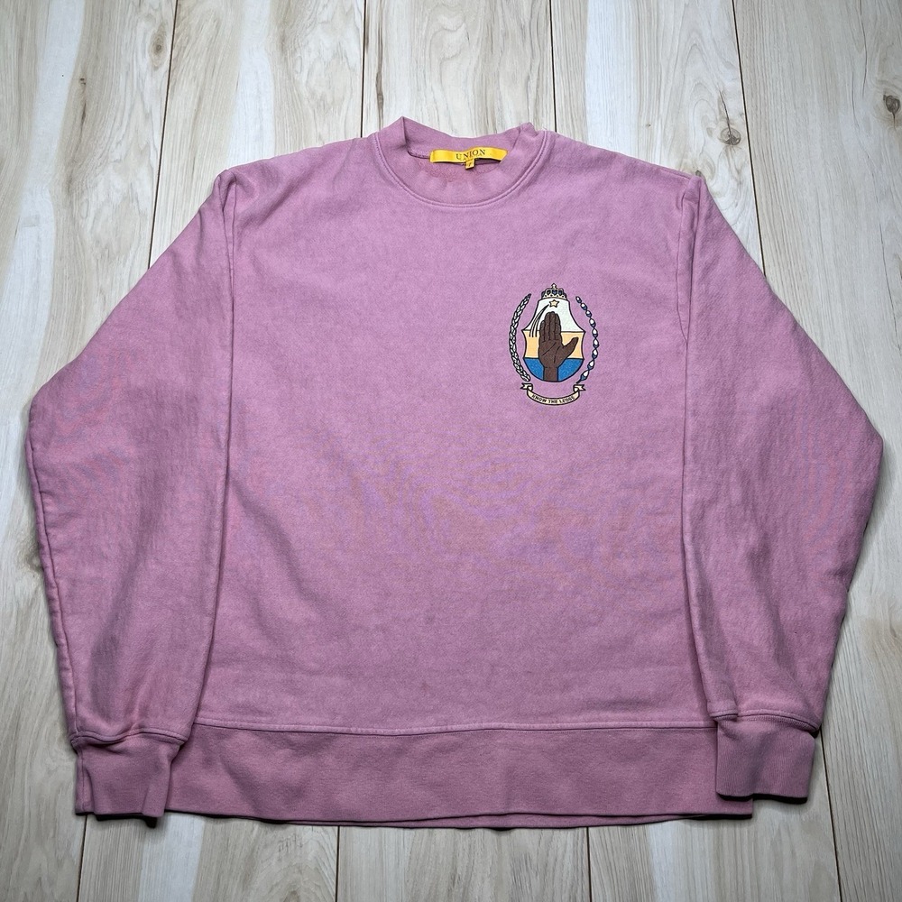 Union Los Angeles Crewneck Know The Ledge Logo Sweater Mens Size (1) Small Pink